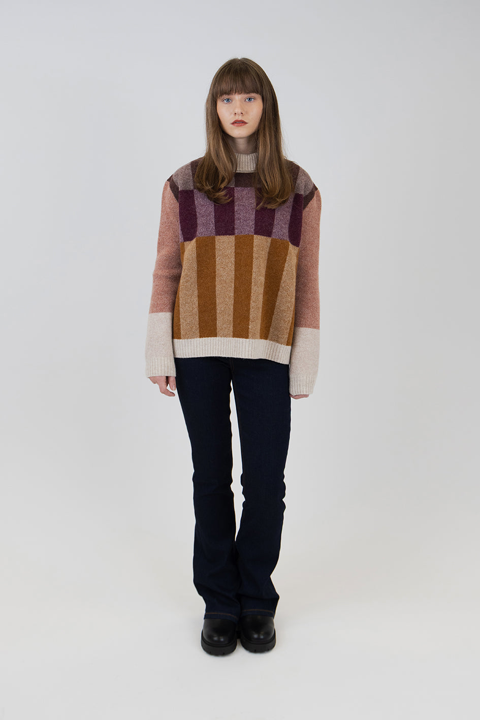 CHEQUER JUMPER - CREAM