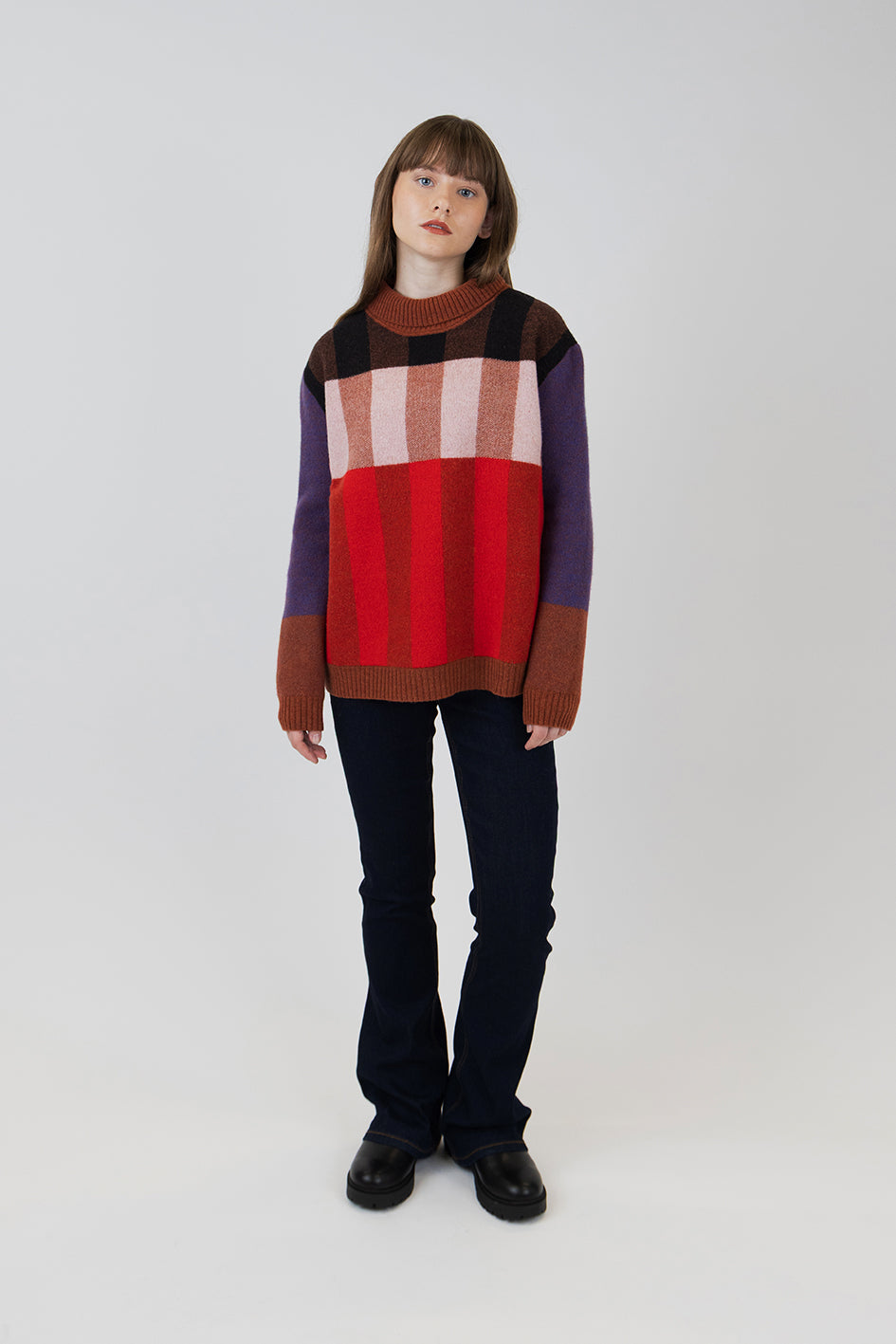 CHEQUER JUMPER - RUST
