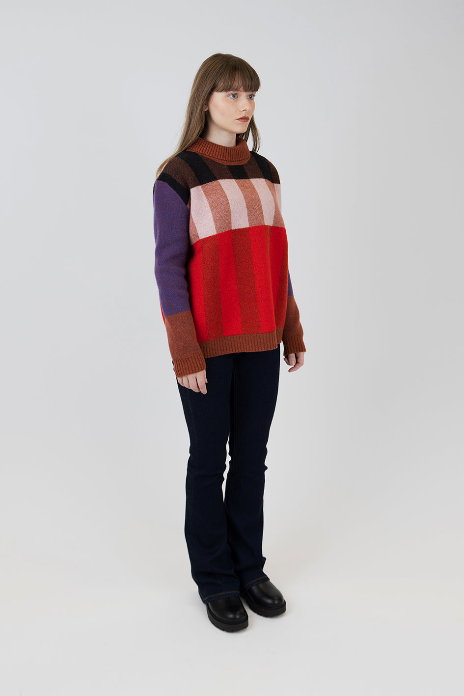 CHEQUER JUMPER - RUST