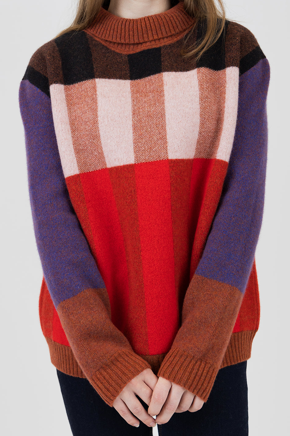 CHEQUER JUMPER - RUST