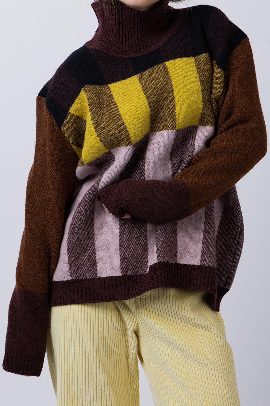 CHEQUER JUMPER - CHOCOLATE