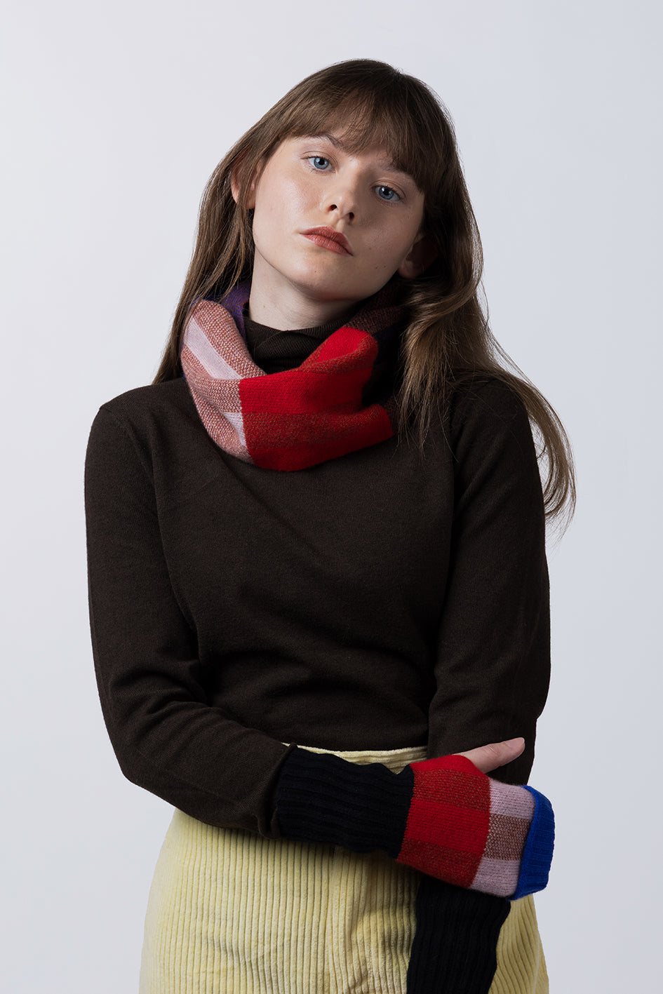 CHEQUERED HAND WARMER - RUST