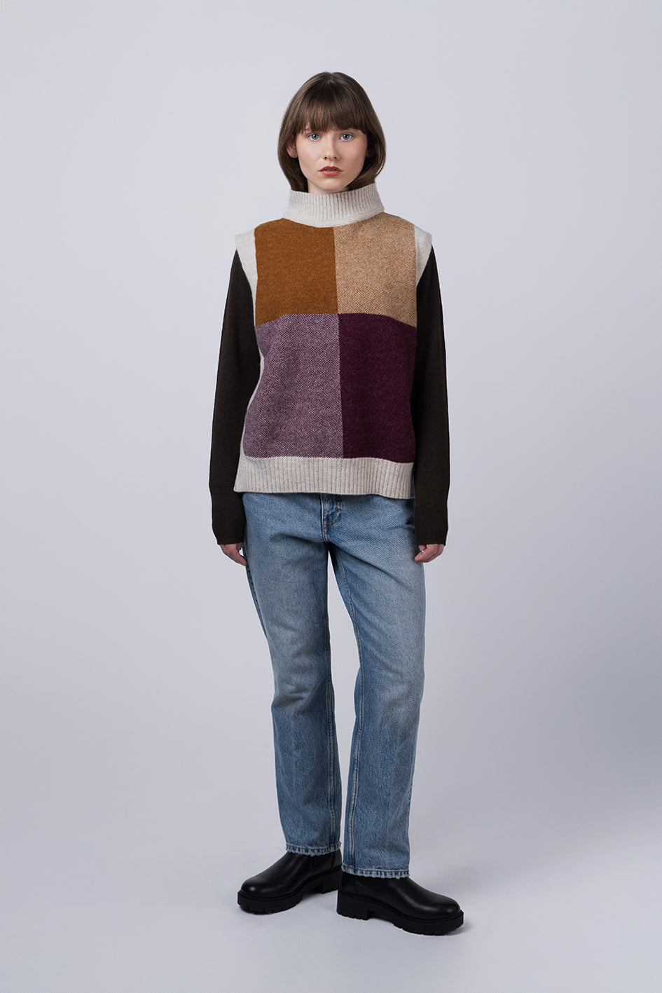 COLOURBLOCK VEST - CREAM