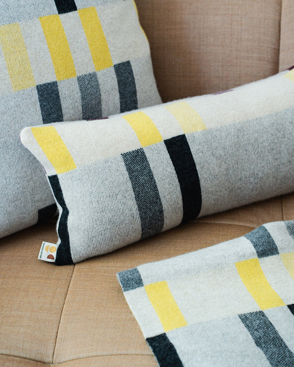ALBERS BOLSTER CUSHION - CREAM / BLACK / YELLOW / MARBLE / PLUM