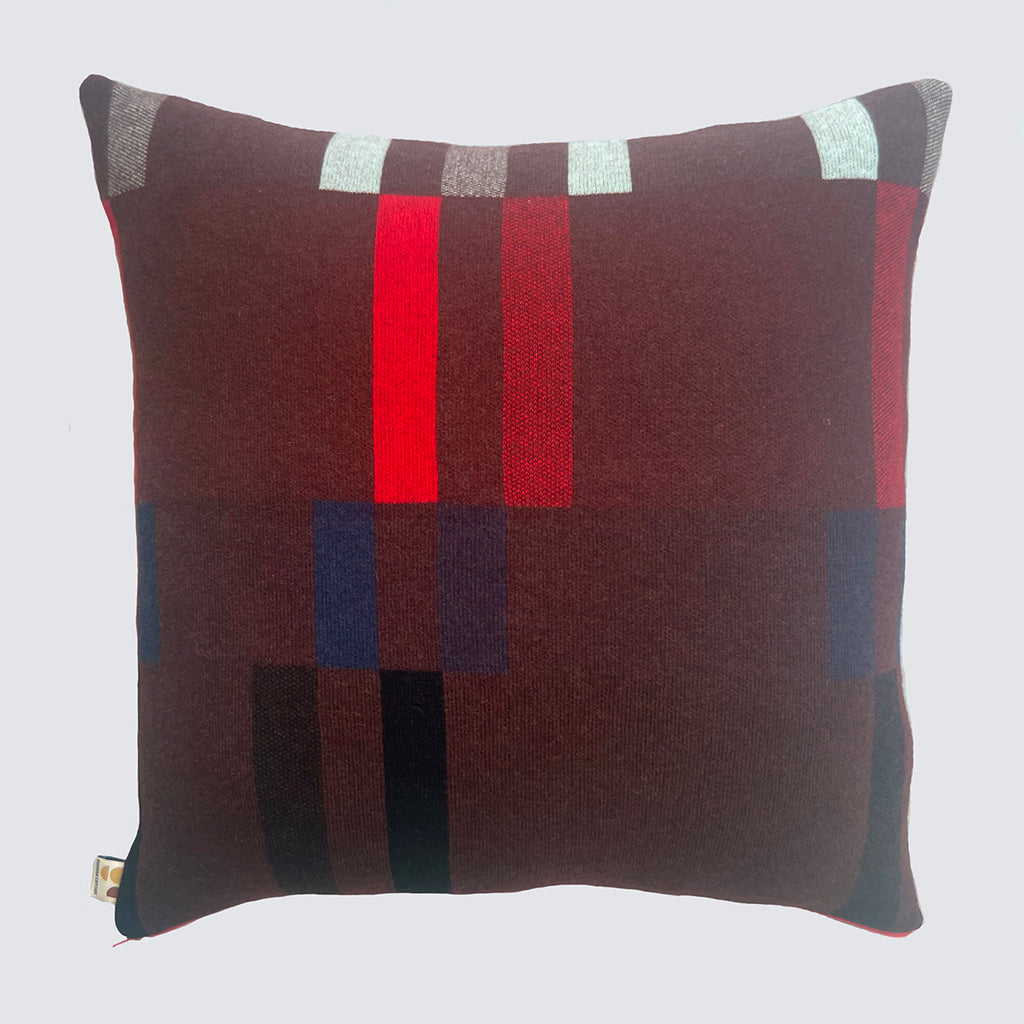 ALBERS EXTRA LARGE CUSHION - CHOCOLATE / BLACK / NAVY / RED / AQUA