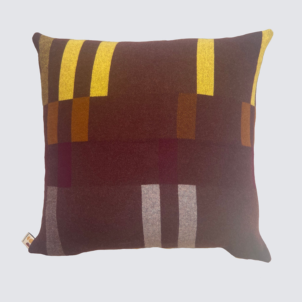 ALBERS EXTRA LARGE CUSHION - CHOCOLATE / MARBLE / PLUM / CUMIN  / YELLOW