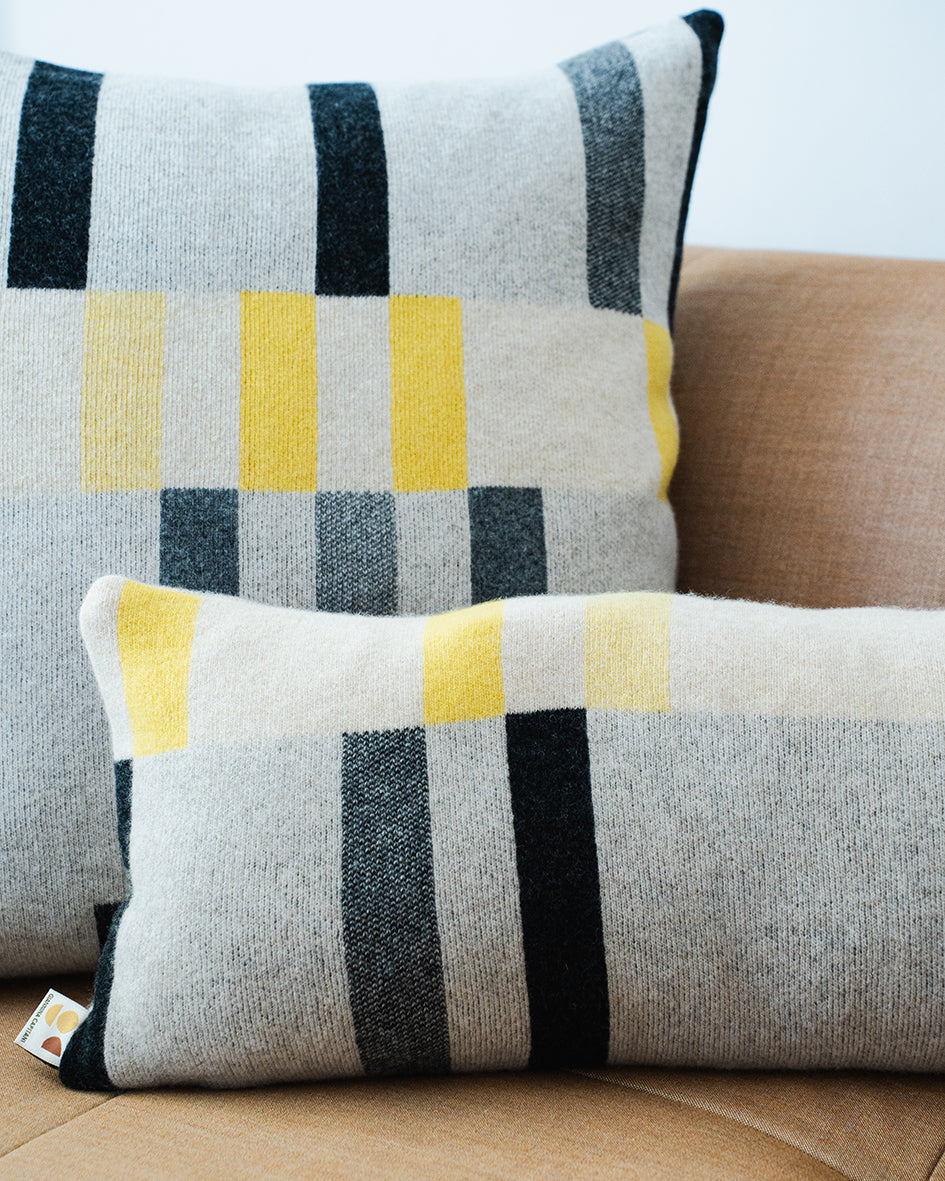 ALBERS EXTRA LARGE CUSHION - CREAM / CHARCOAL / GREY / YELLOW / BLACK