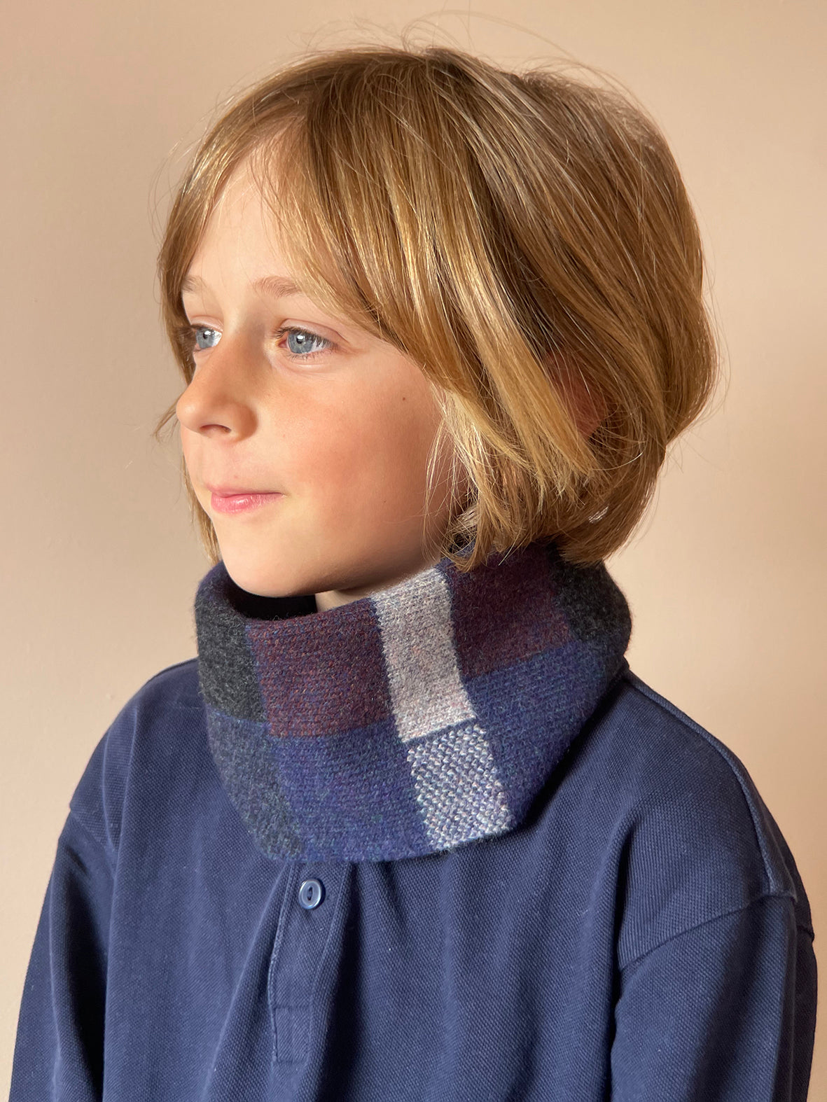 'BLOCK PRINT' TARTAN CHILDREN"S SNOOD (available in 3 colourways)