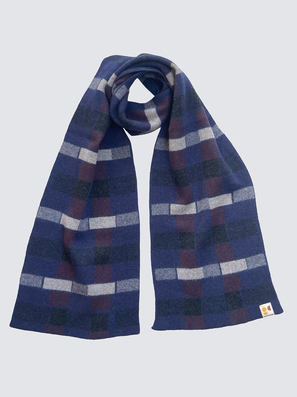 'BLOCK PRINT' TARTAN WIDE SCARF - NAVY