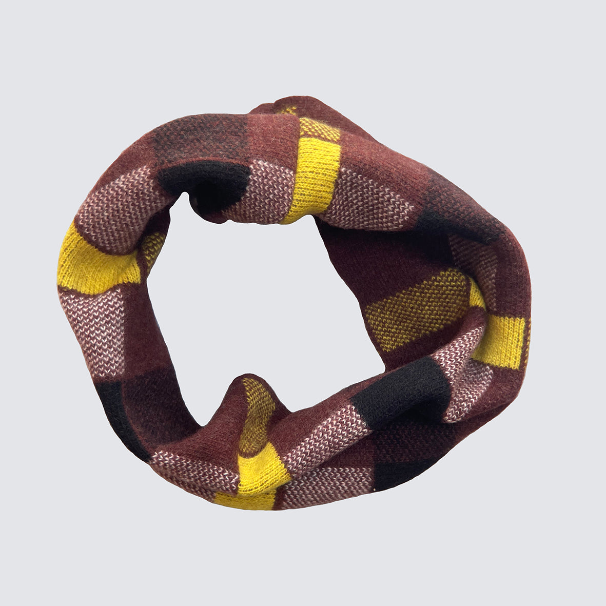 'BLOCK PRINT' TARTAN SNOOD - CHOCOLATE