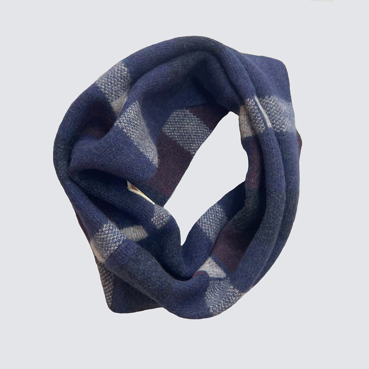 'BLOCK PRINT' TARTAN SNOOD - NAVY