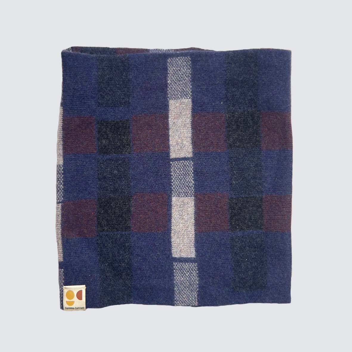 'BLOCK PRINT' TARTAN SNOOD - NAVY