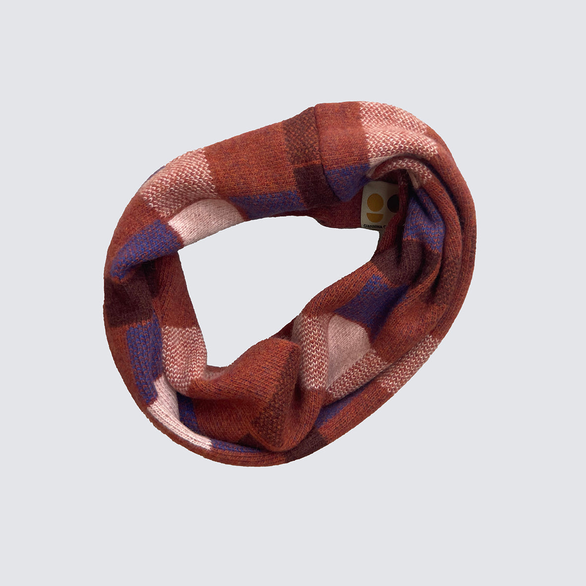 'BLOCK PRINT' TARTAN SNOOD - RUST