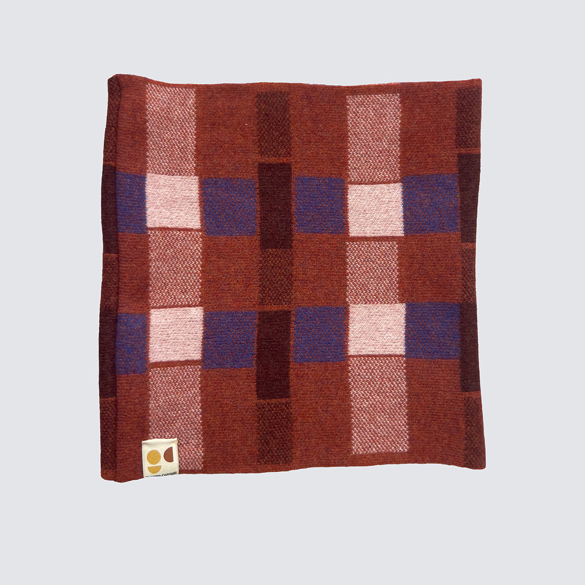 'BLOCK PRINT' TARTAN SNOOD - RUST