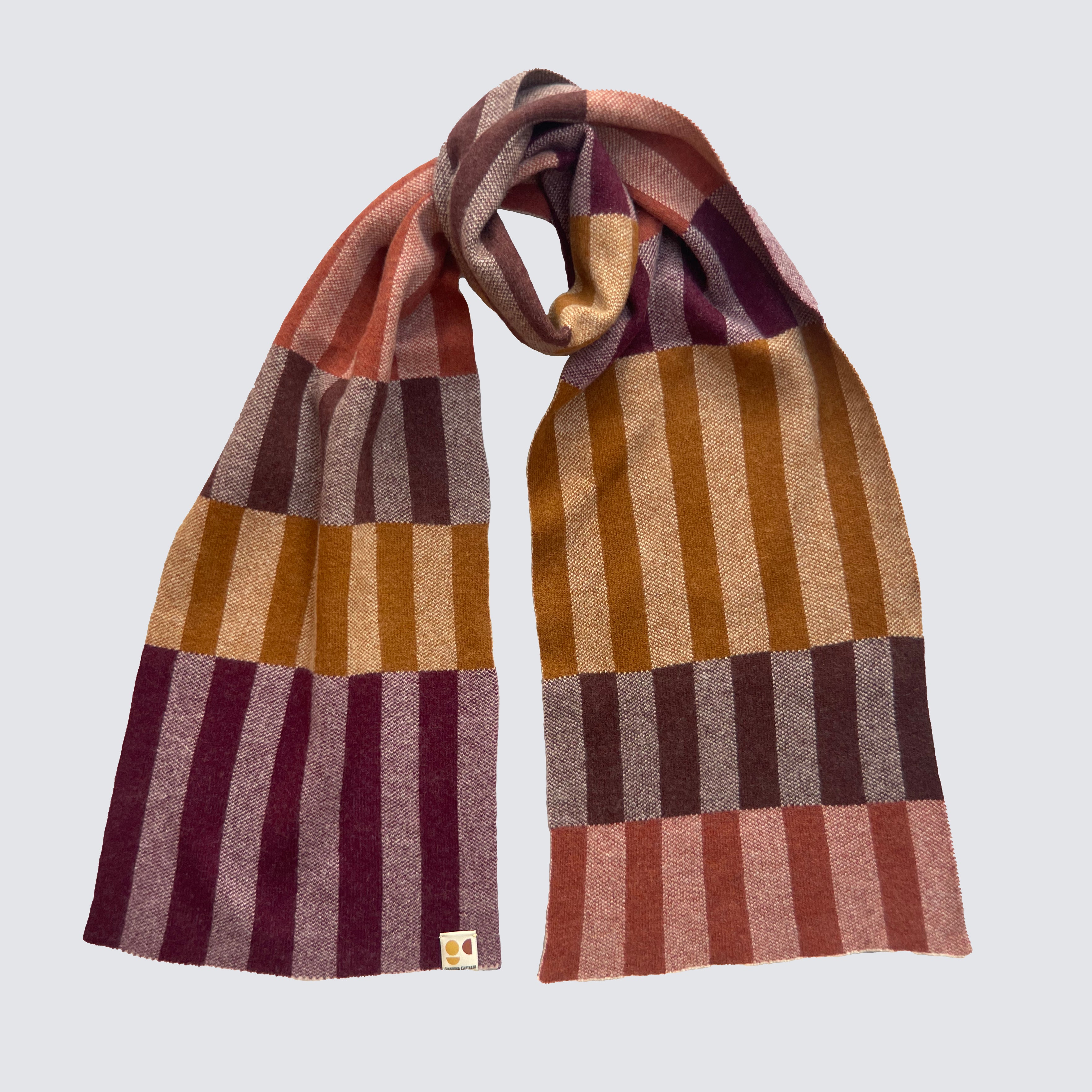 CHEQUER WIDE SCARF - PLUM
