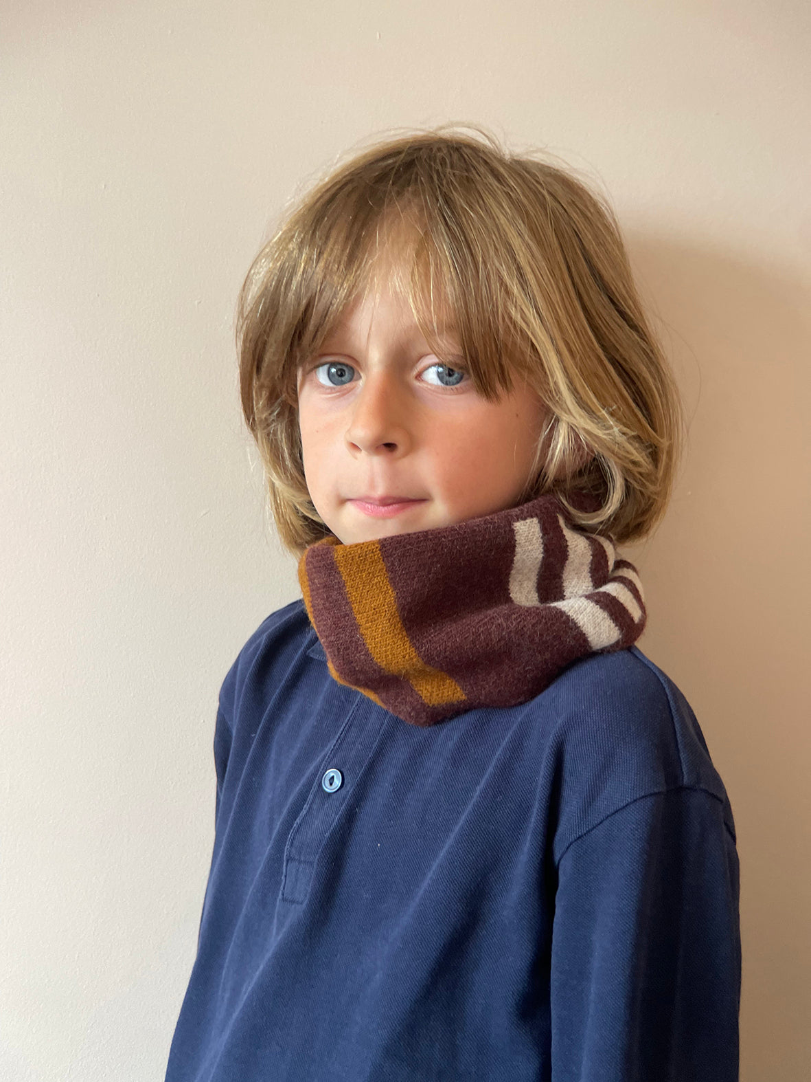 PANTON STRIPE CHILDREN'S SNOOD - CHOCOLATE (available in 4 colourways)