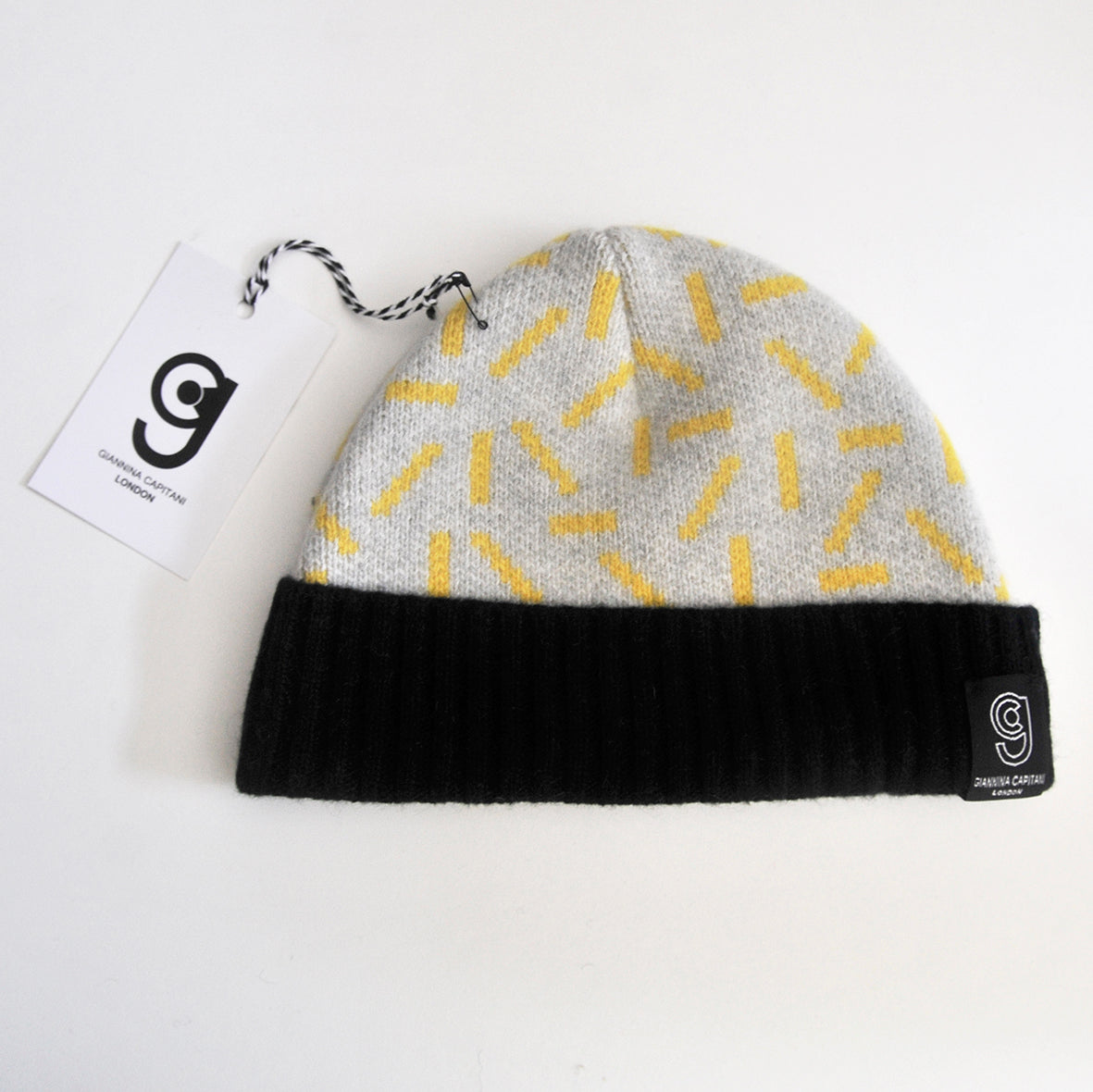 DASH BABY HAT IN GREY AND YELLOW